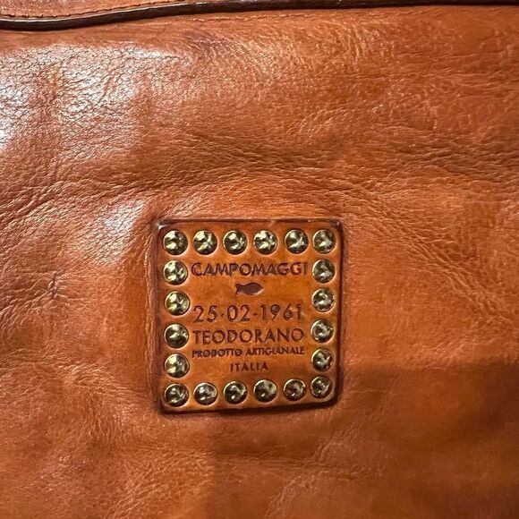 Campomaggi x Free People Salvatore Shearling Trim Leather Shoulder Bag in Cognac - Picture 10 of 15